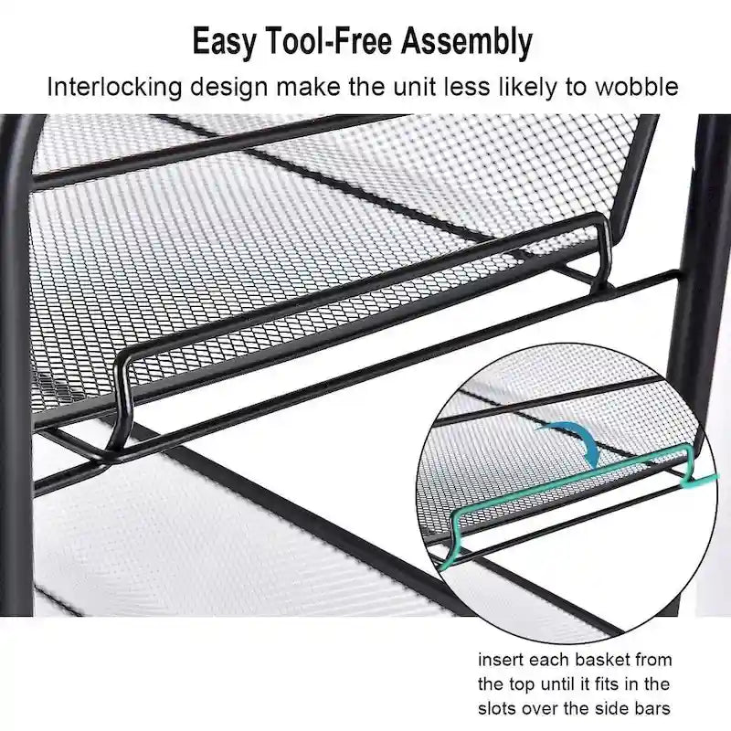 Chariot de rangement à 5 niveaux avec quatre roues pivotantes à 360 degrés - 17,5 x 10,5 x 41 (L x l x H)