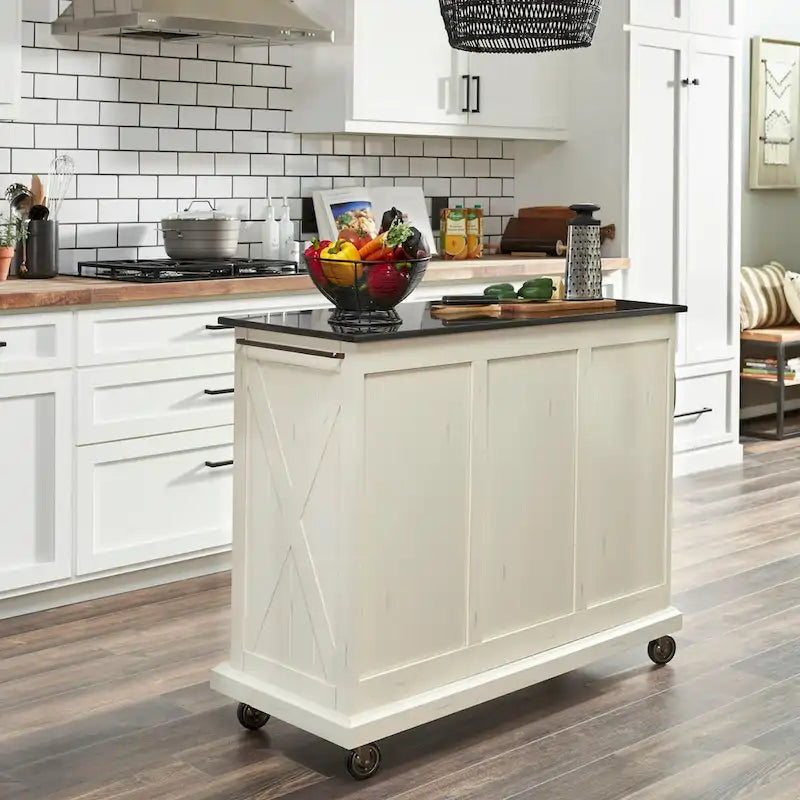 Desserte de cuisine en bois blanc cassé Seaside Lodge - 45 x 36 x 16