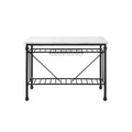 Marble Top Kitchen Island with Wine Glass Storage in White and Gray