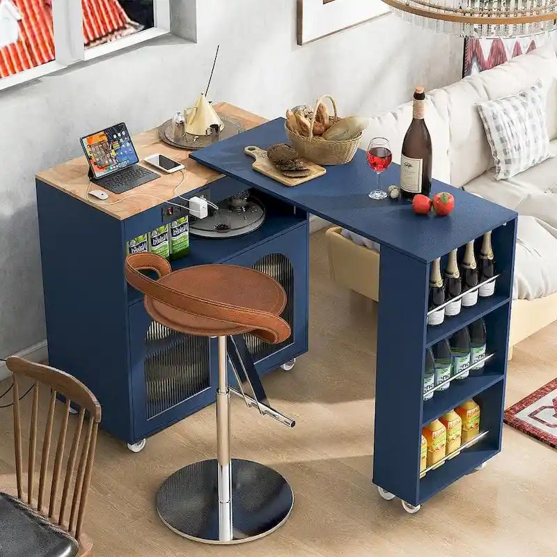 Desserte de cuisine avec plateau extensible et prises de courant
