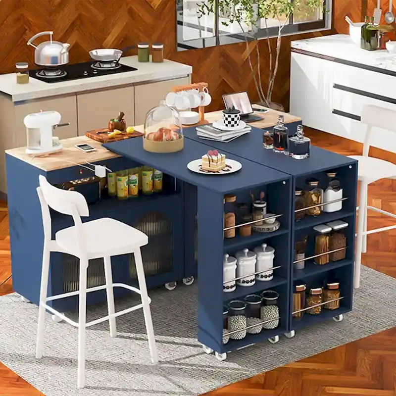 Desserte de cuisine avec plateau extensible et prises de courant