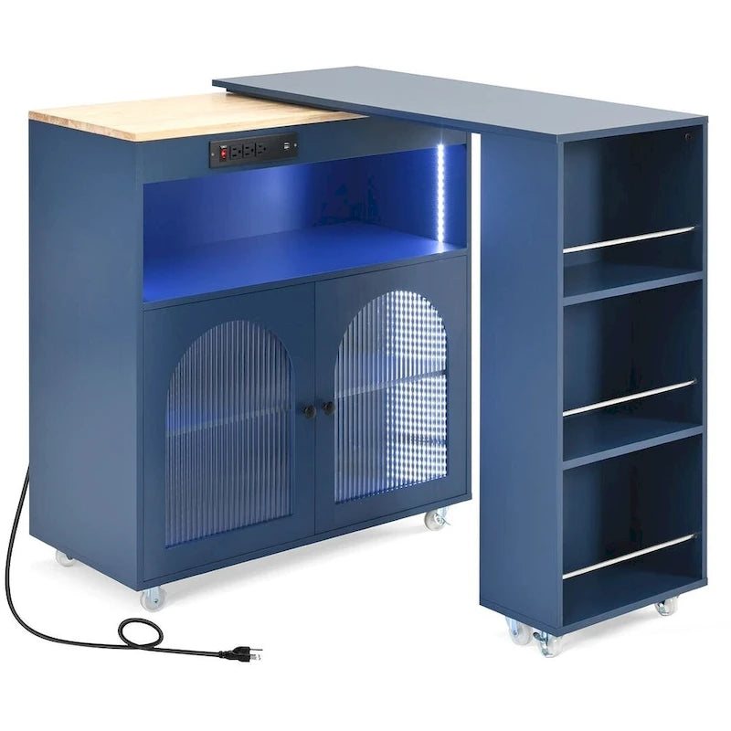 Desserte de cuisine avec plateau extensible et prises de courant