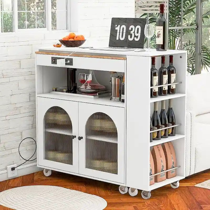 Desserte de cuisine avec plateau extensible et prises de courant