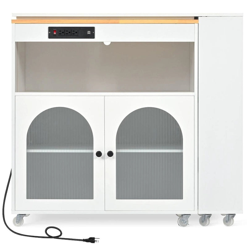 Desserte de cuisine avec plateau extensible et prises de courant