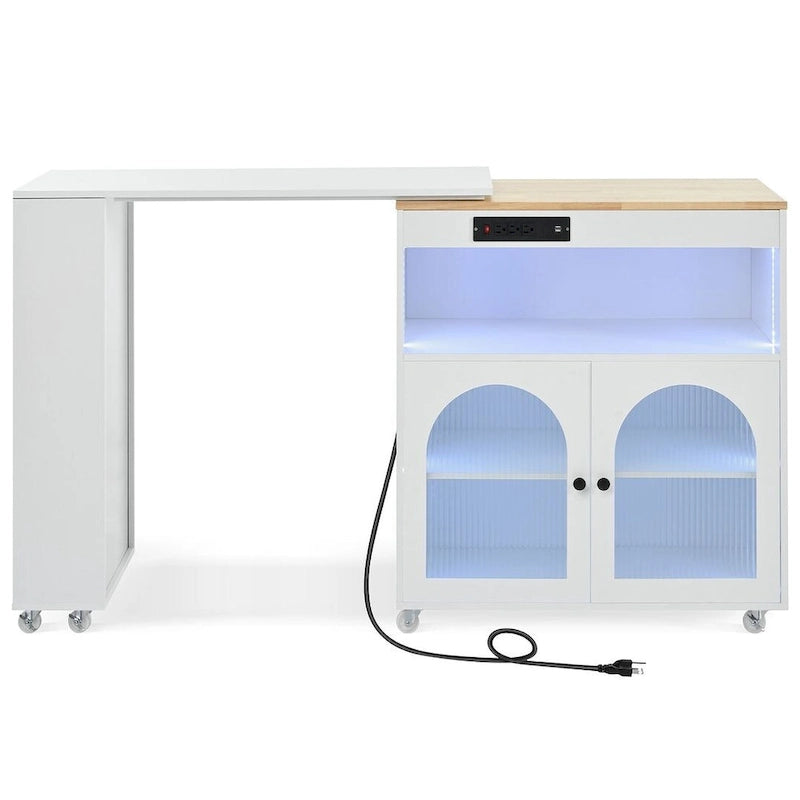 Desserte de cuisine avec plateau extensible et prises de courant