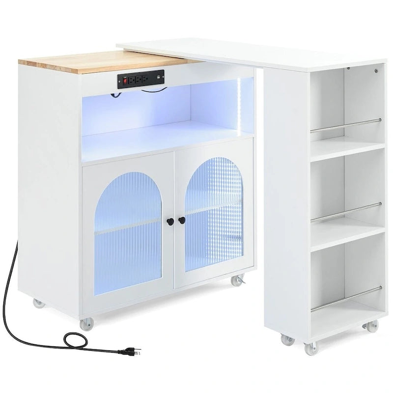 Desserte de cuisine avec plateau extensible et prises de courant