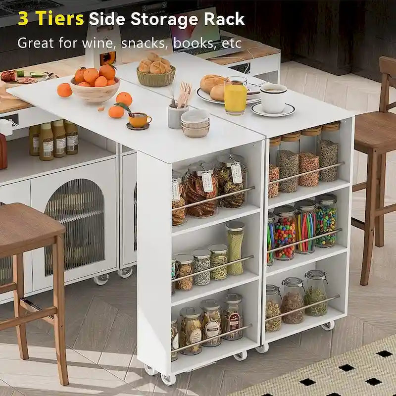 Desserte de cuisine avec plateau extensible et prises de courant