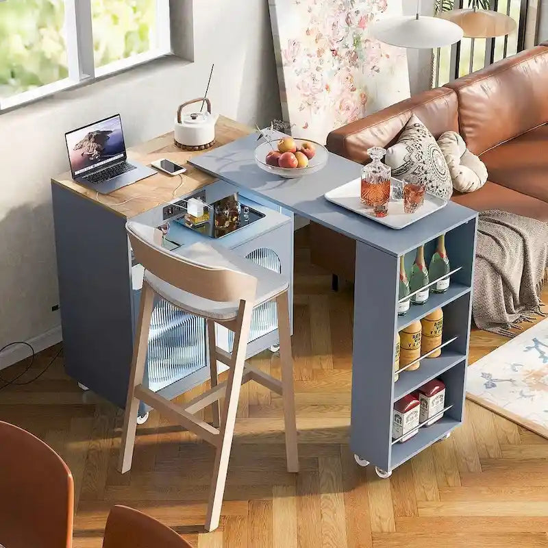 Desserte de cuisine avec plateau extensible et prises de courant