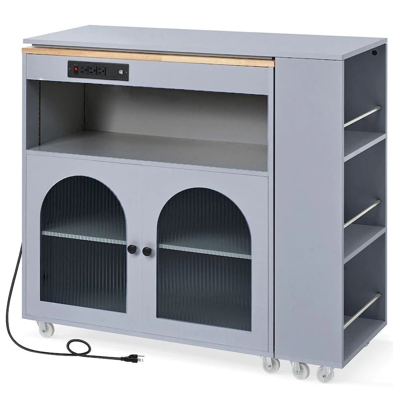 Desserte de cuisine avec plateau extensible et prises de courant