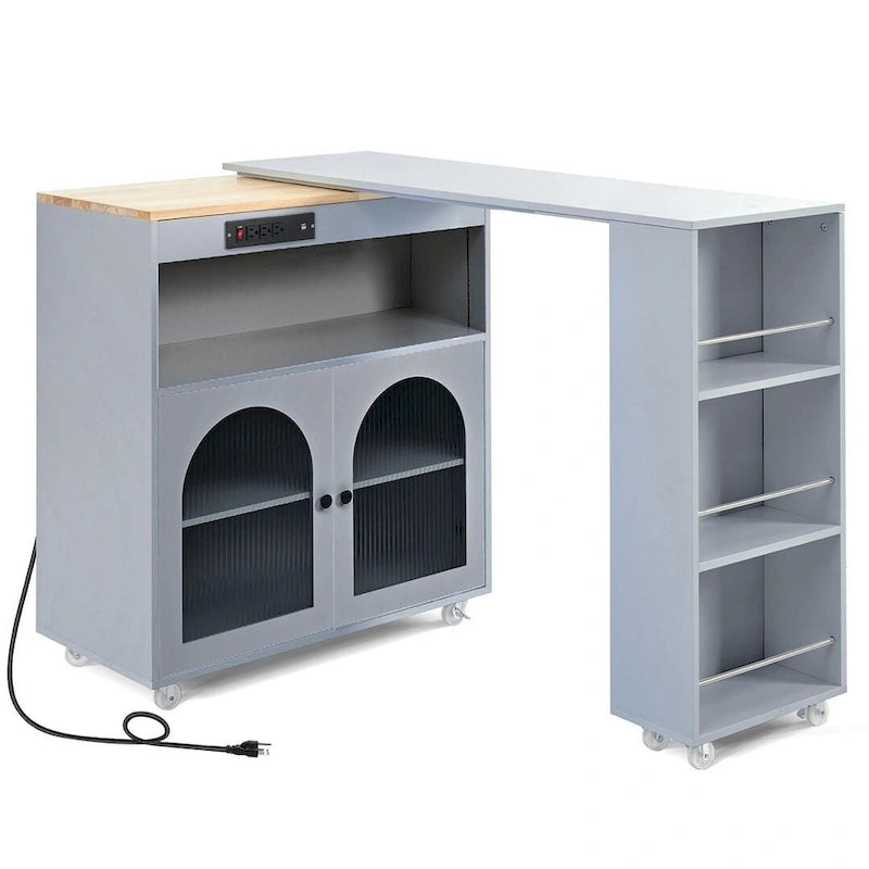 Desserte de cuisine avec plateau extensible et prises de courant