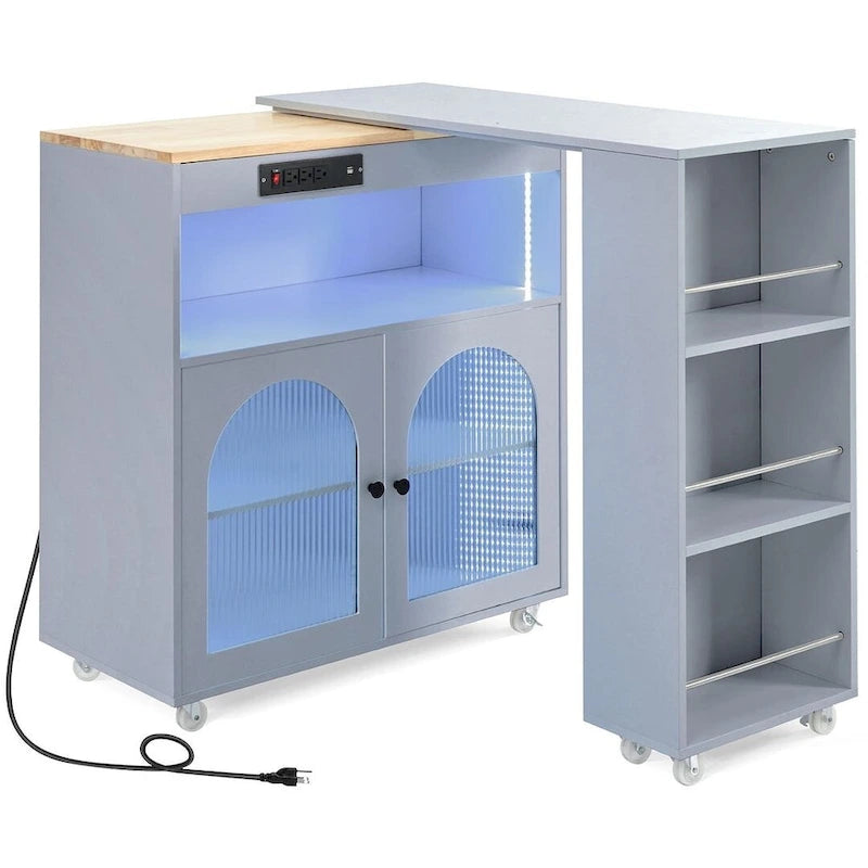 Desserte de cuisine avec plateau extensible et prises de courant