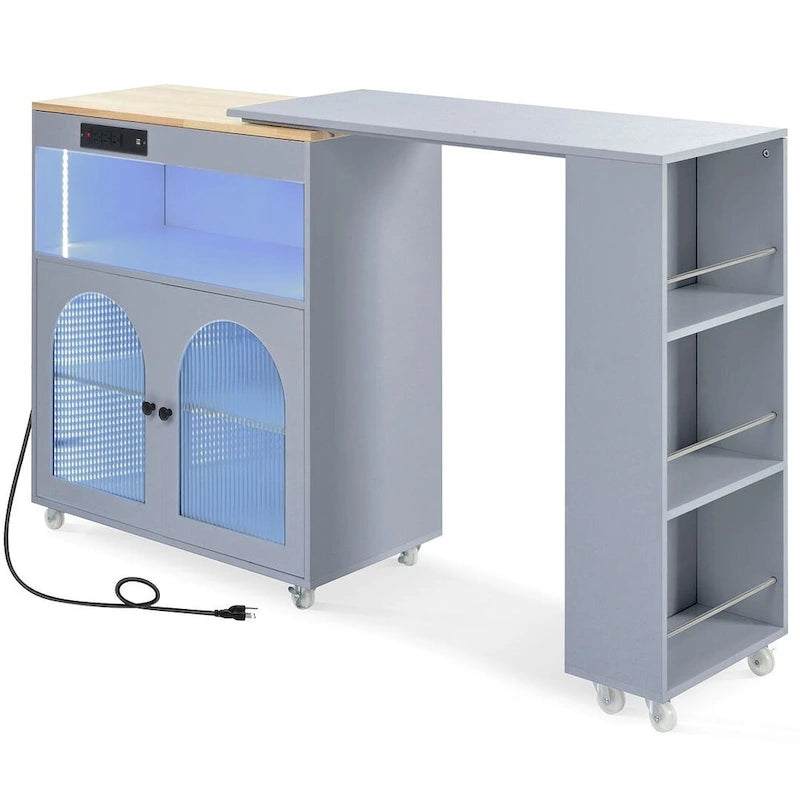 Desserte de cuisine avec plateau extensible et prises de courant