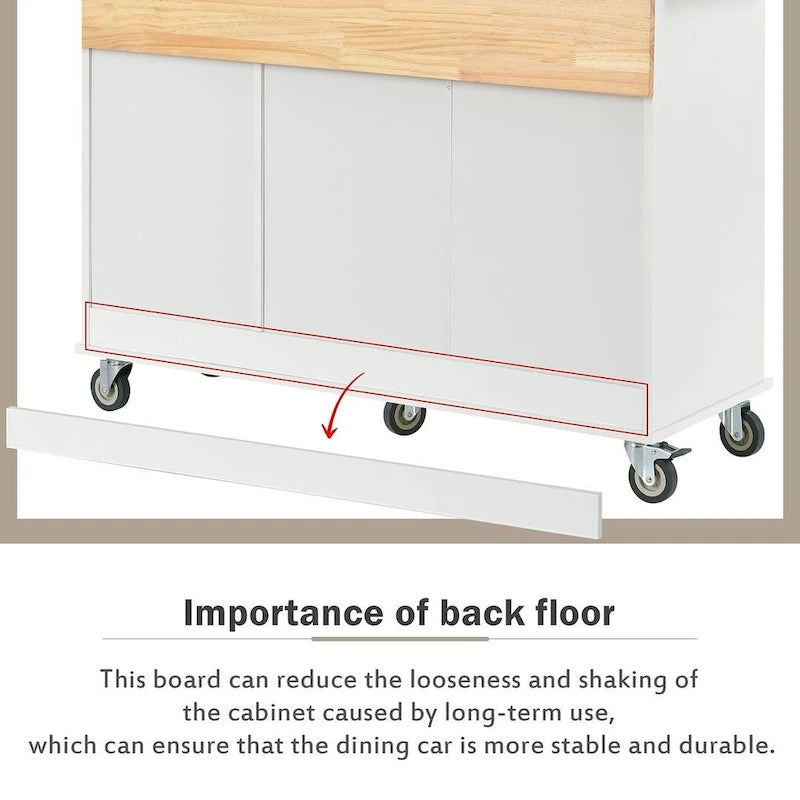 Chariot de cuisine pliant multifonctionnel et verrouillable de 52,7 W avec 2 portes et 3 tiroirs