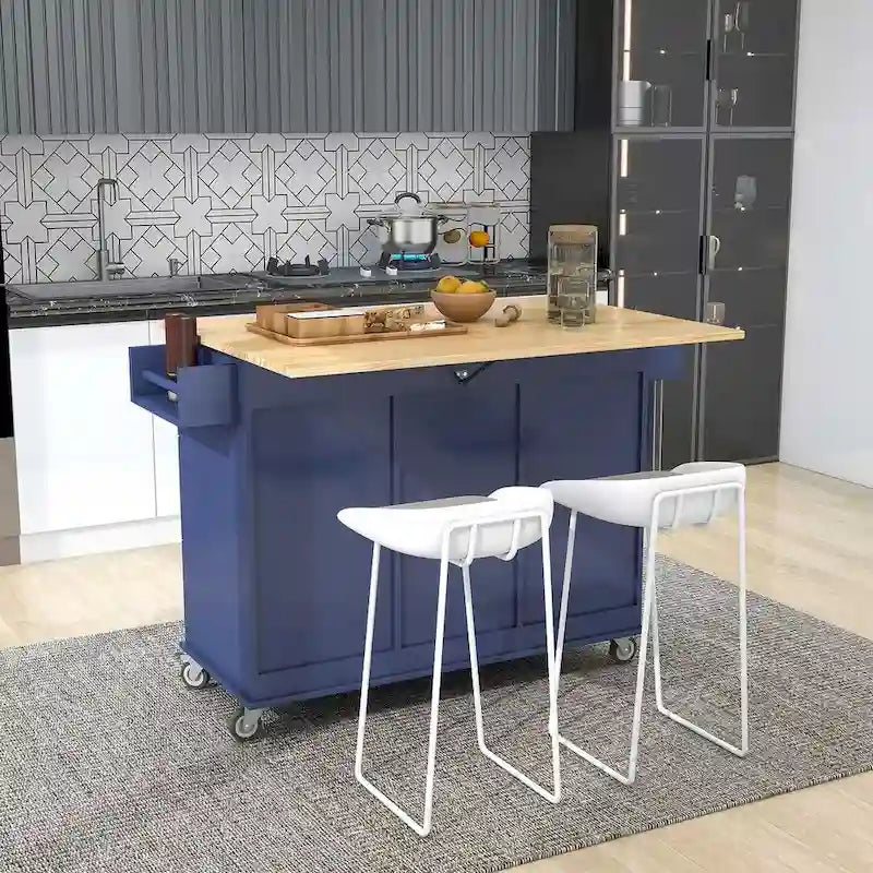 Chariot de cuisine pliant multifonctionnel et verrouillable de 52,7 W avec 2 portes et 3 tiroirs