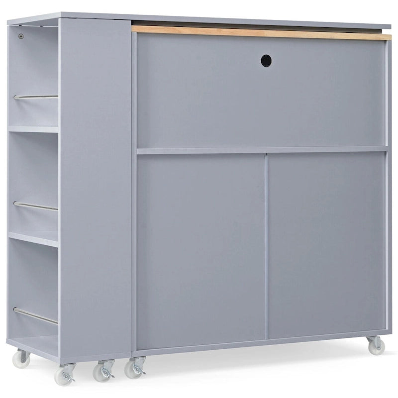 Îlot de cuisine roulant avec table extensible, Îlot de cuisine sur roulettes