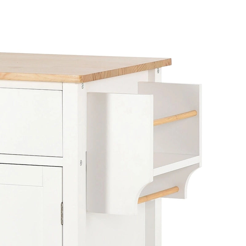 Desserte de cuisine classique en bois avec 2 tiroirs, 2 placards, un porte-serviettes et un porte-épices