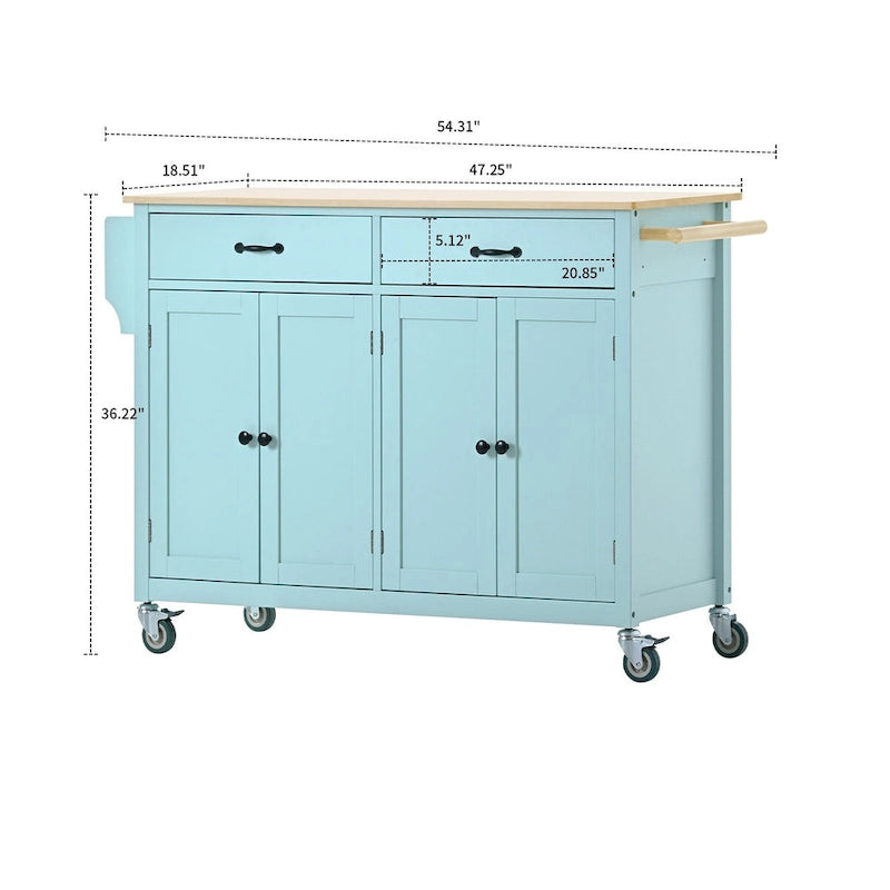 Desserte de cuisine classique en bois avec 2 tiroirs, 2 placards, un porte-serviettes et un porte-épices