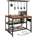Table îlot de cuisine à 3 niveaux avec étagère de rangement et crochets (47) – N/D