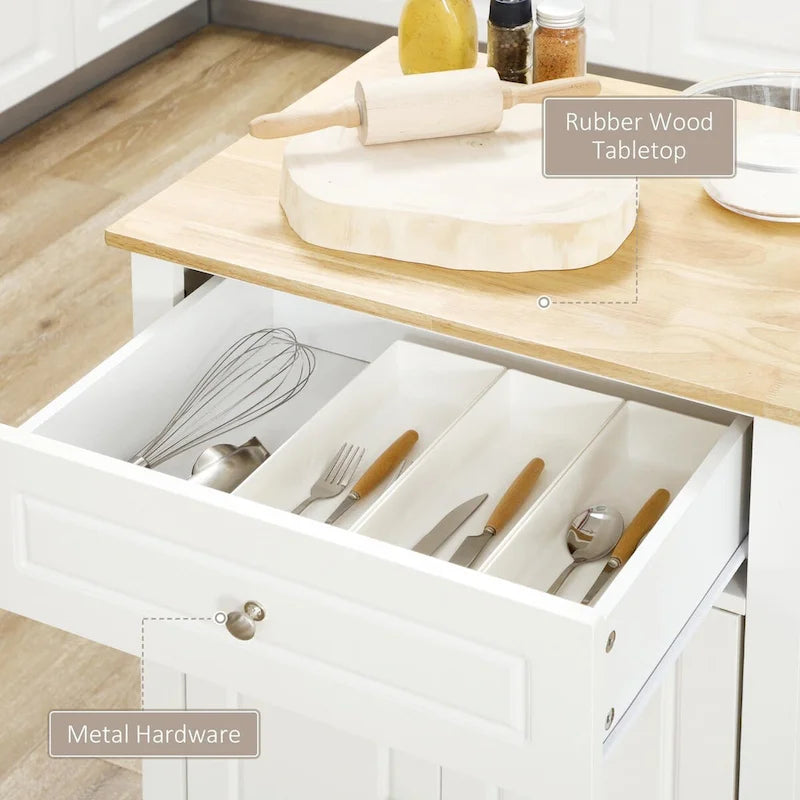 Desserte de cuisine roulante avec tiroir, étagère réglable et 2 porte-serviettes