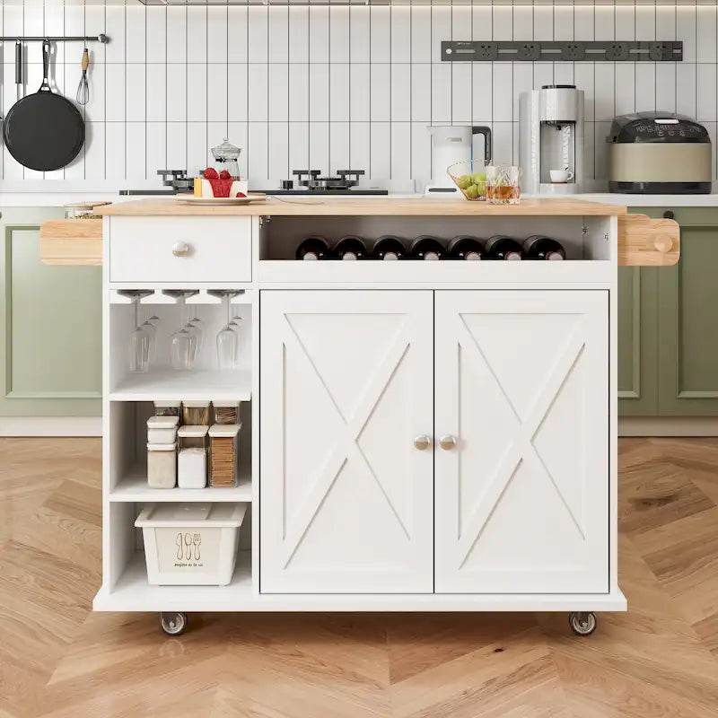 Desserte de cuisine sur roulettes avec plateau en bois massif