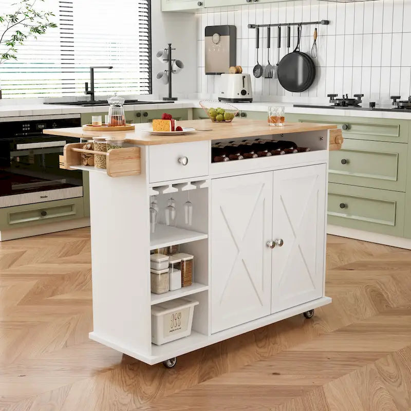 Desserte de cuisine sur roulettes avec plateau en bois massif
