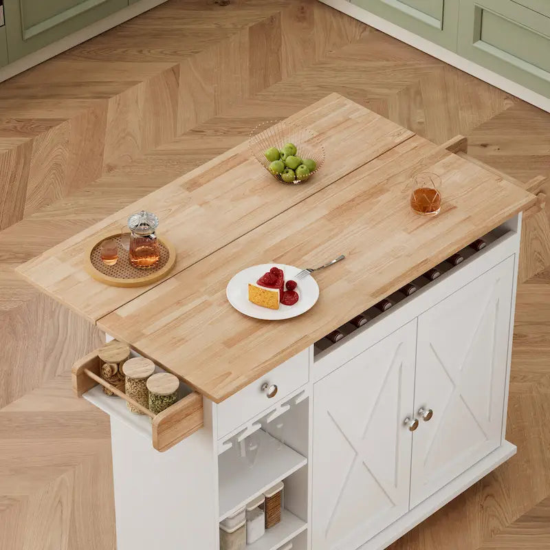 Desserte de cuisine sur roulettes avec plateau en bois massif