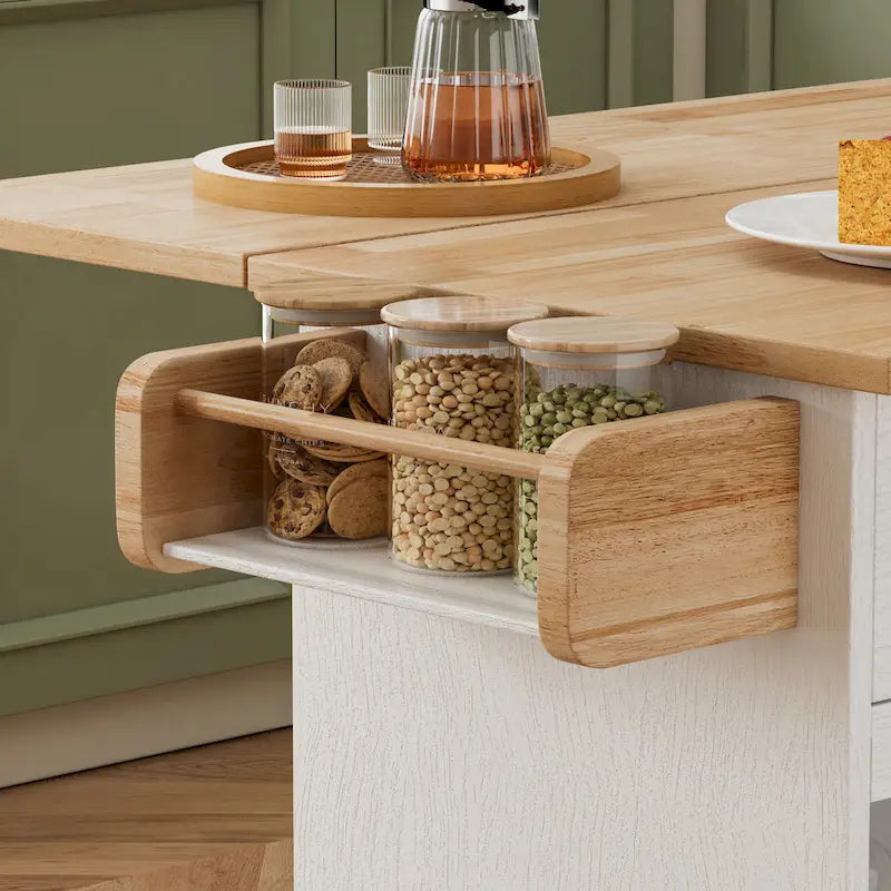 Desserte de cuisine sur roulettes avec plateau en bois massif
