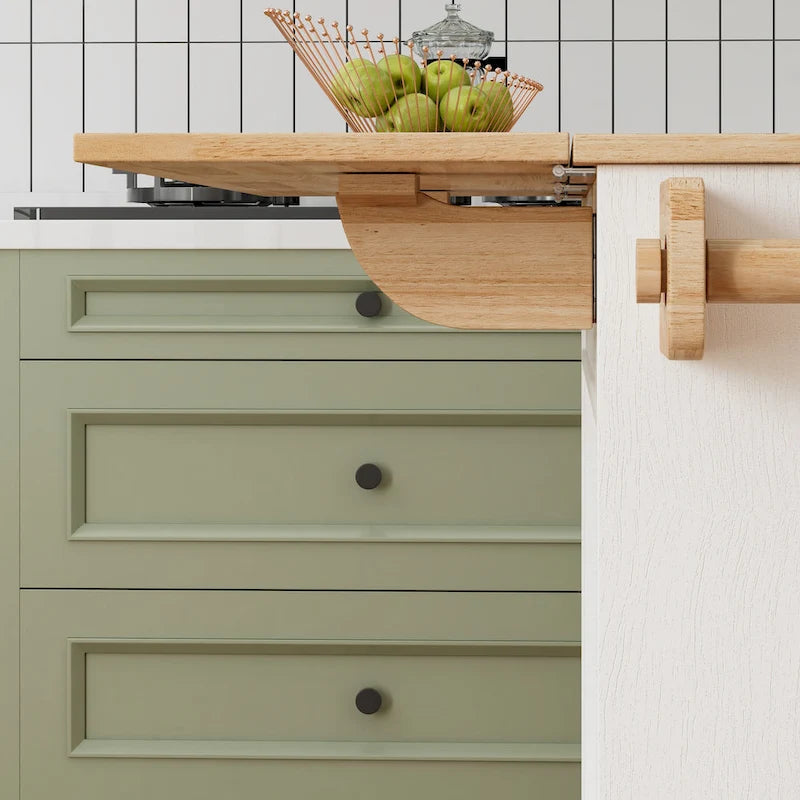 Desserte de cuisine sur roulettes avec plateau en bois massif
