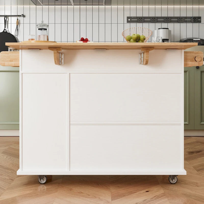 Desserte de cuisine sur roulettes avec plateau en bois massif