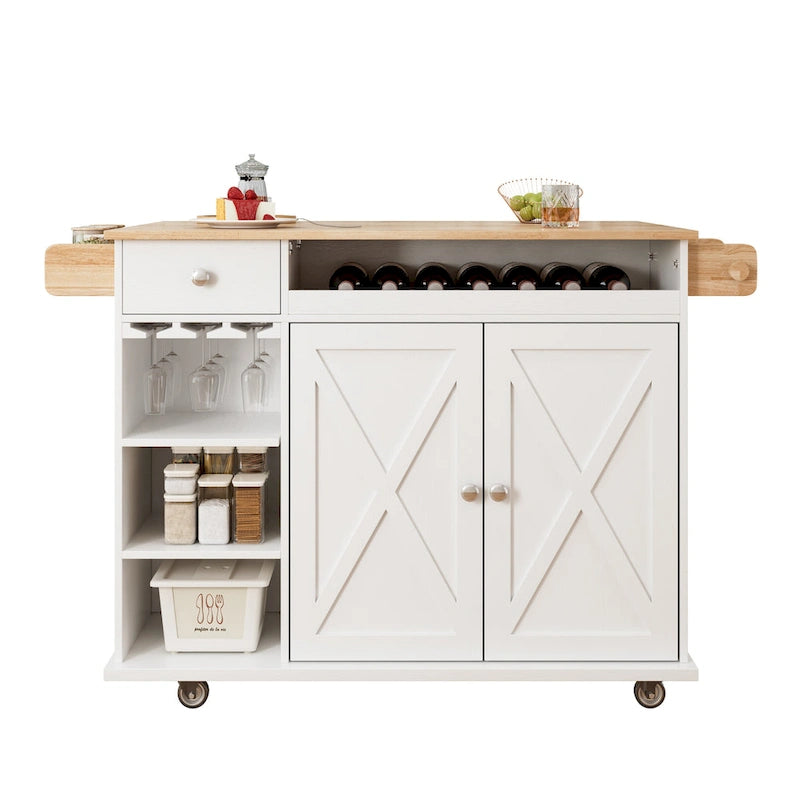 Desserte de cuisine sur roulettes avec plateau en bois massif