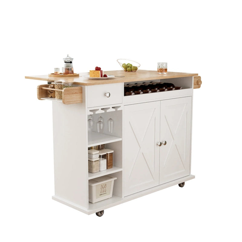 Desserte de cuisine sur roulettes avec plateau en bois massif