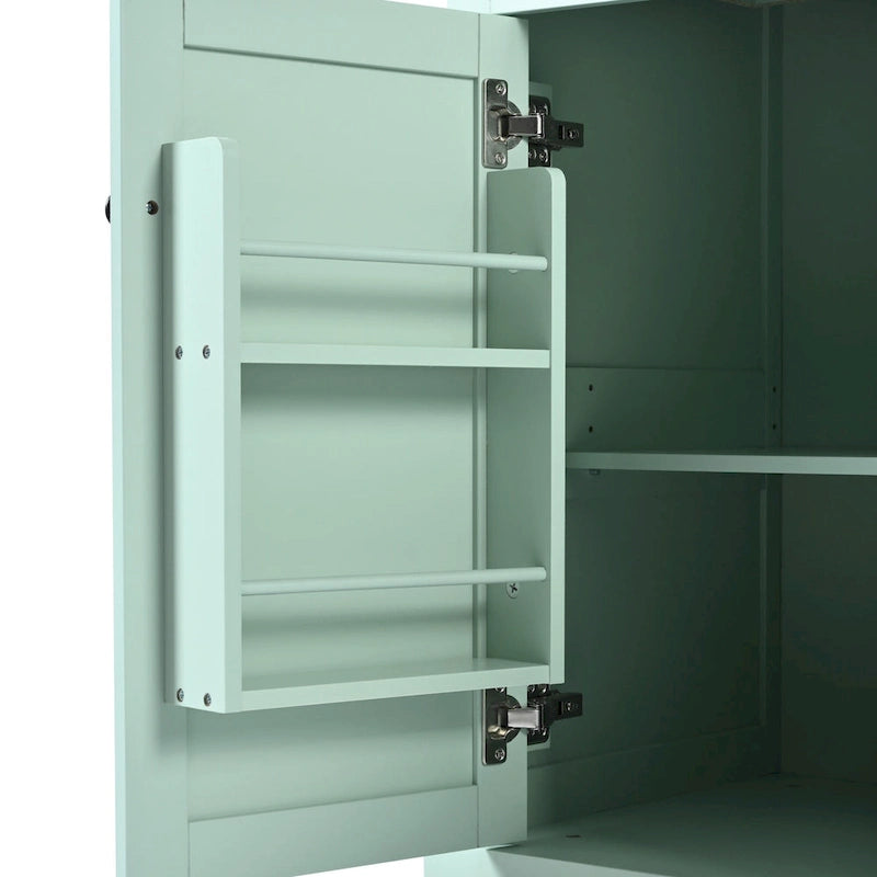 Desserte de cuisine avec plateau rabattable en bois d'hévéa, îlot de cuisine sur 5 roulettes avec armoire de rangement et 3 tiroirs
